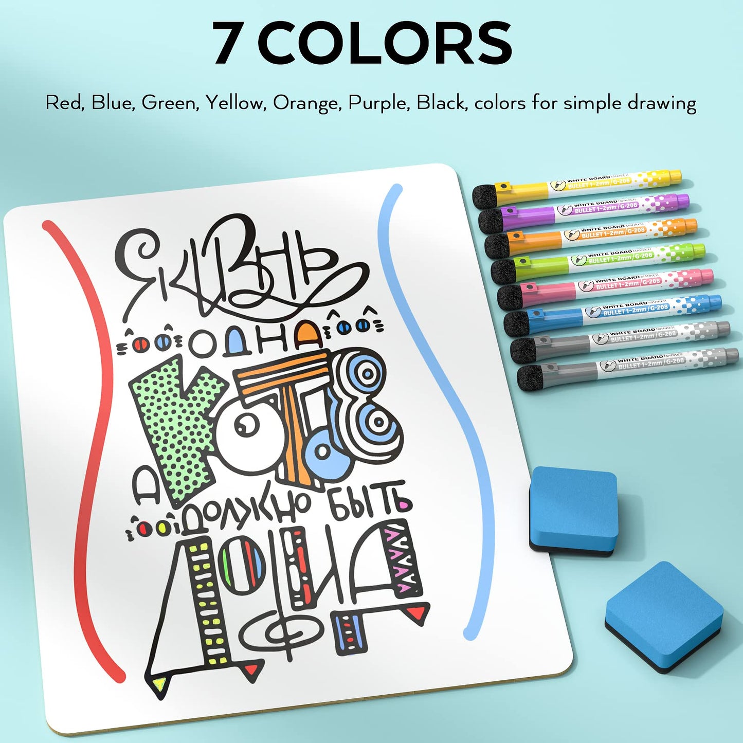 Nicpro Dry Erase Lap Board 12 x 16 inches 2 Pack Kid Double Sided Blank Small Lapboard with 8 Pens, 2 Eraser, Learning Mini Whit