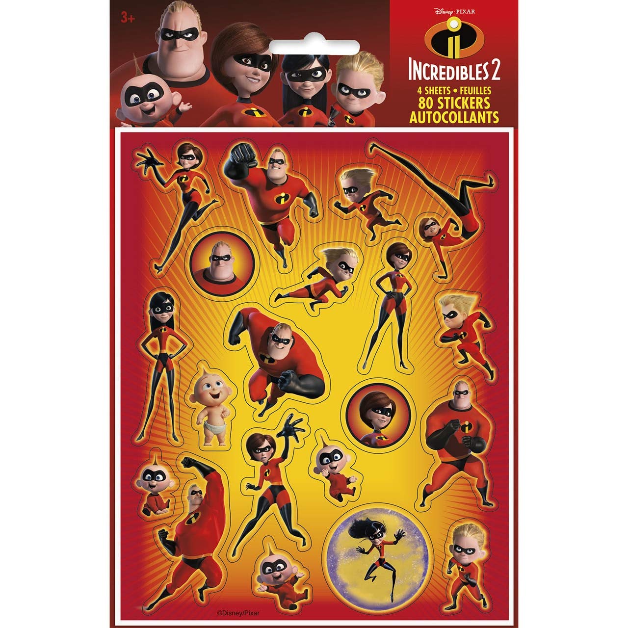 Disney The Incredibles 2 Sticker Sheets | Assorted Designs | 4 Pcs