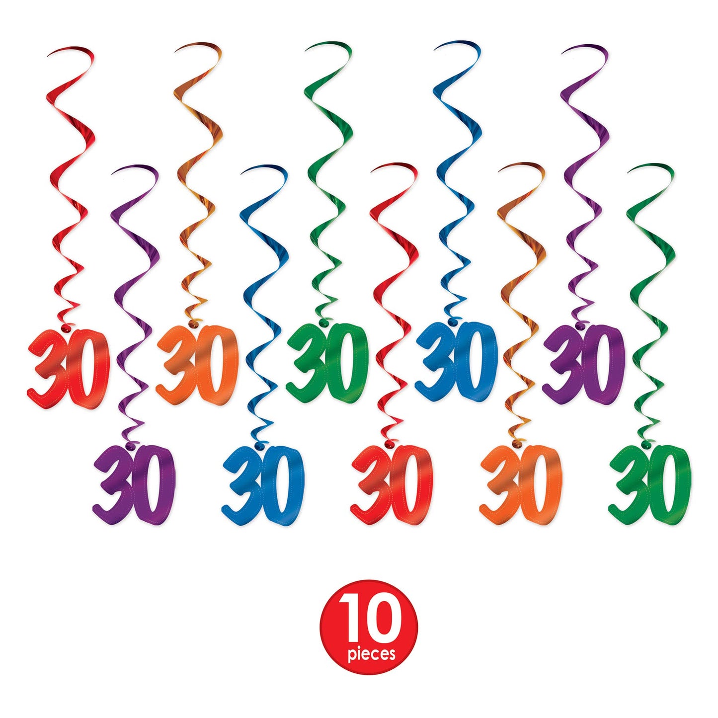 Beistle 30 Whirls 10 Piece, Multicolored