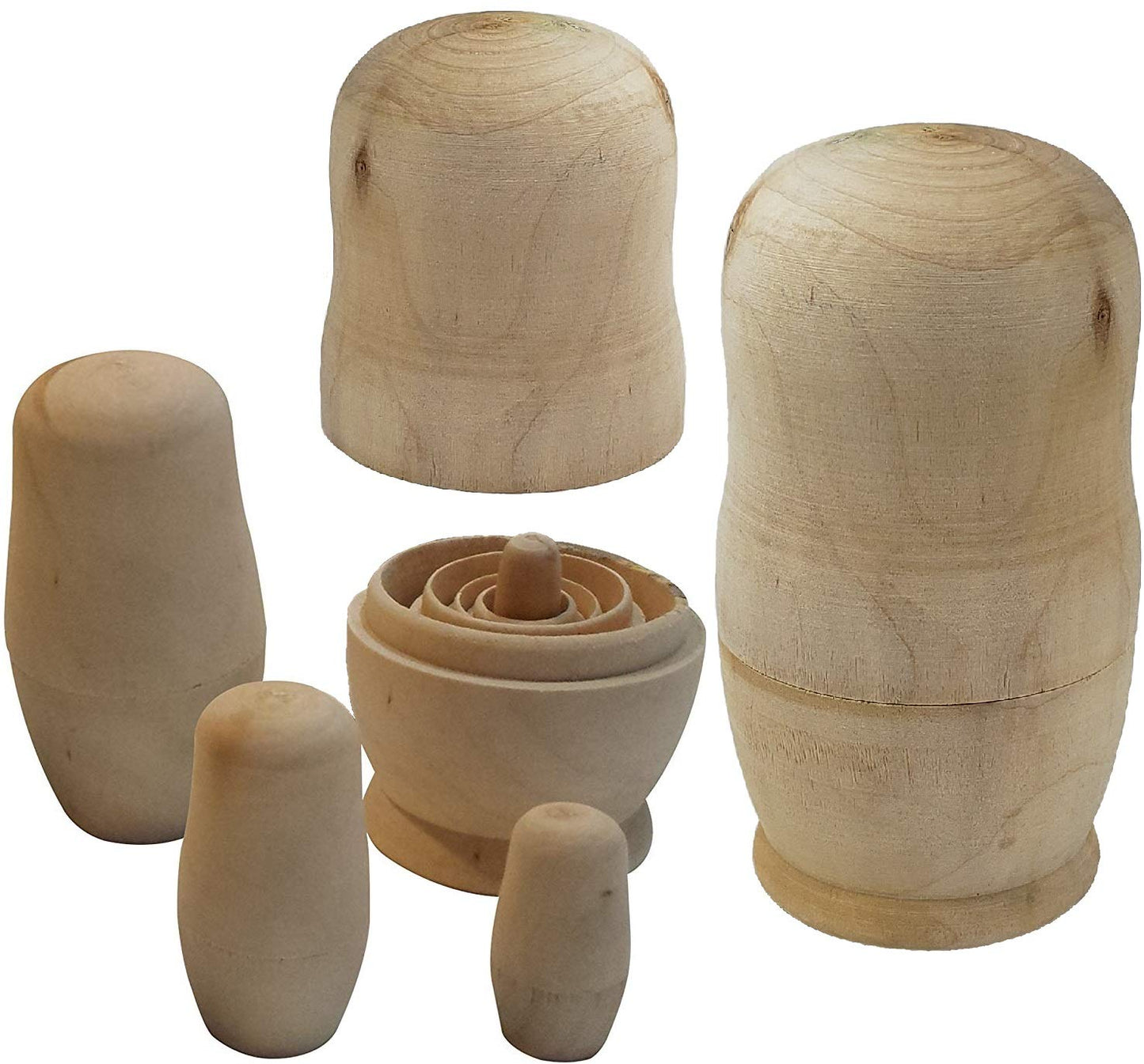 Adventure Awaits! 2-Pack Solid Wood Blank Nesting Doll 5Pc Set