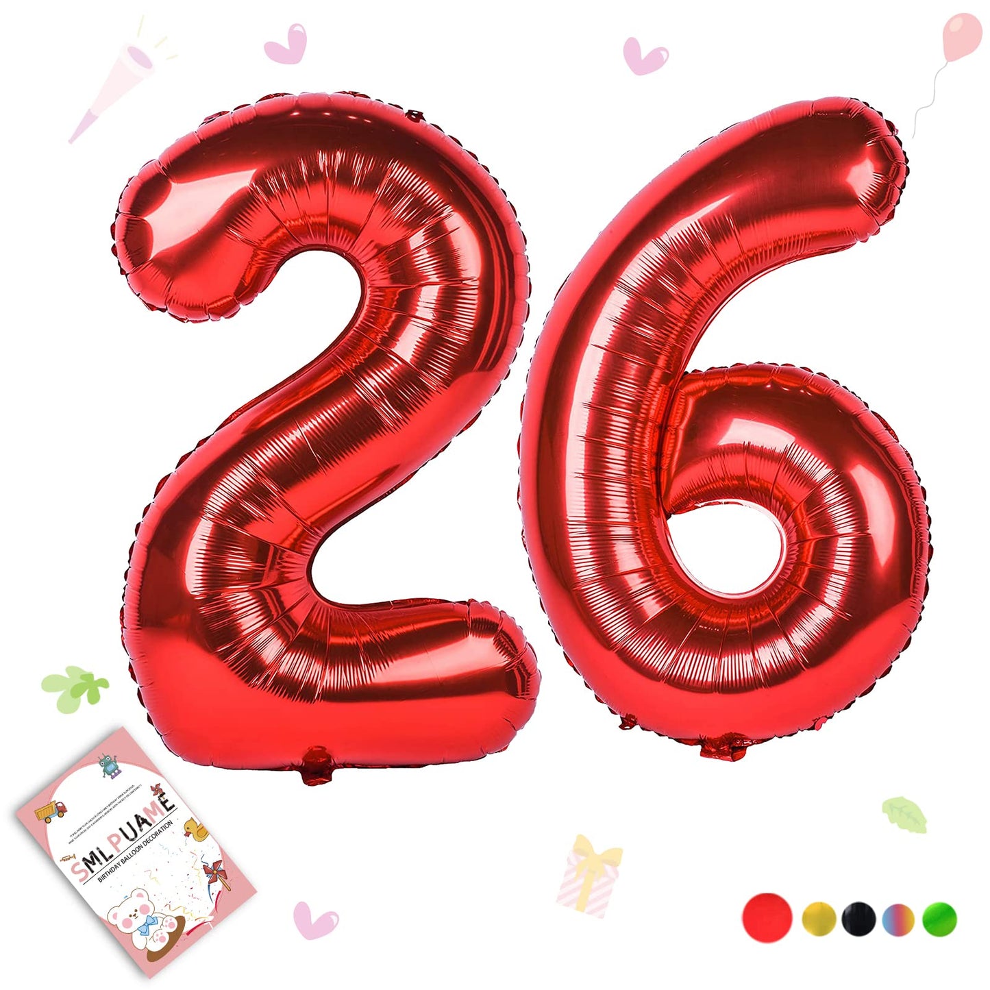 Smlpuame 40 Inch Red Aluminum Number Balloon 0-9 for Birthday Party & Wedding Decorations