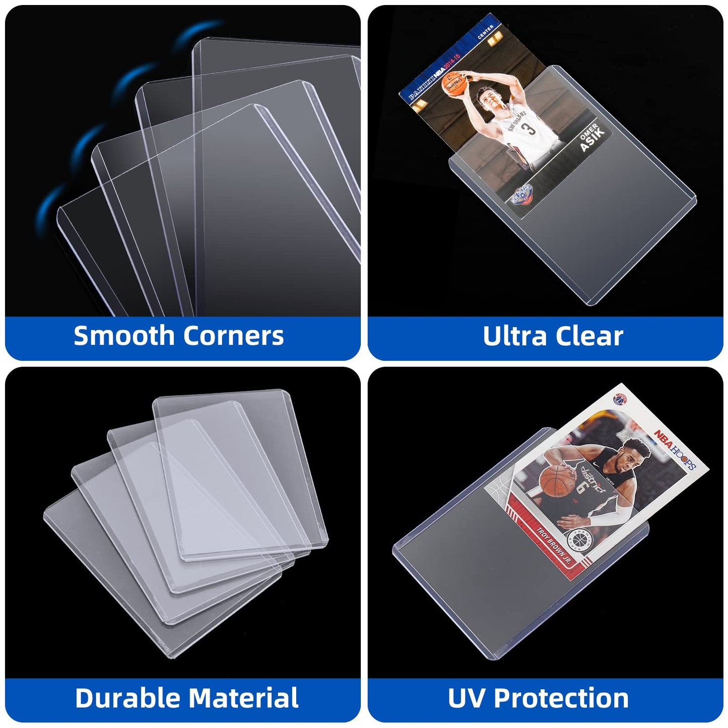 400 Card Sleeves Top Loaders For Cards, Arjiekwei 3'X4' Baseball Card Protectors Hard Plastic, Premium Toploaders Card Holder For Sports Football Trading Cards (200 Toploaders + 200 Penny Sleeves)