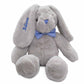 Dibsies Personalized Hoppity Floppity Bunny 18'' (Gray Bunny With Blue Bowtie)