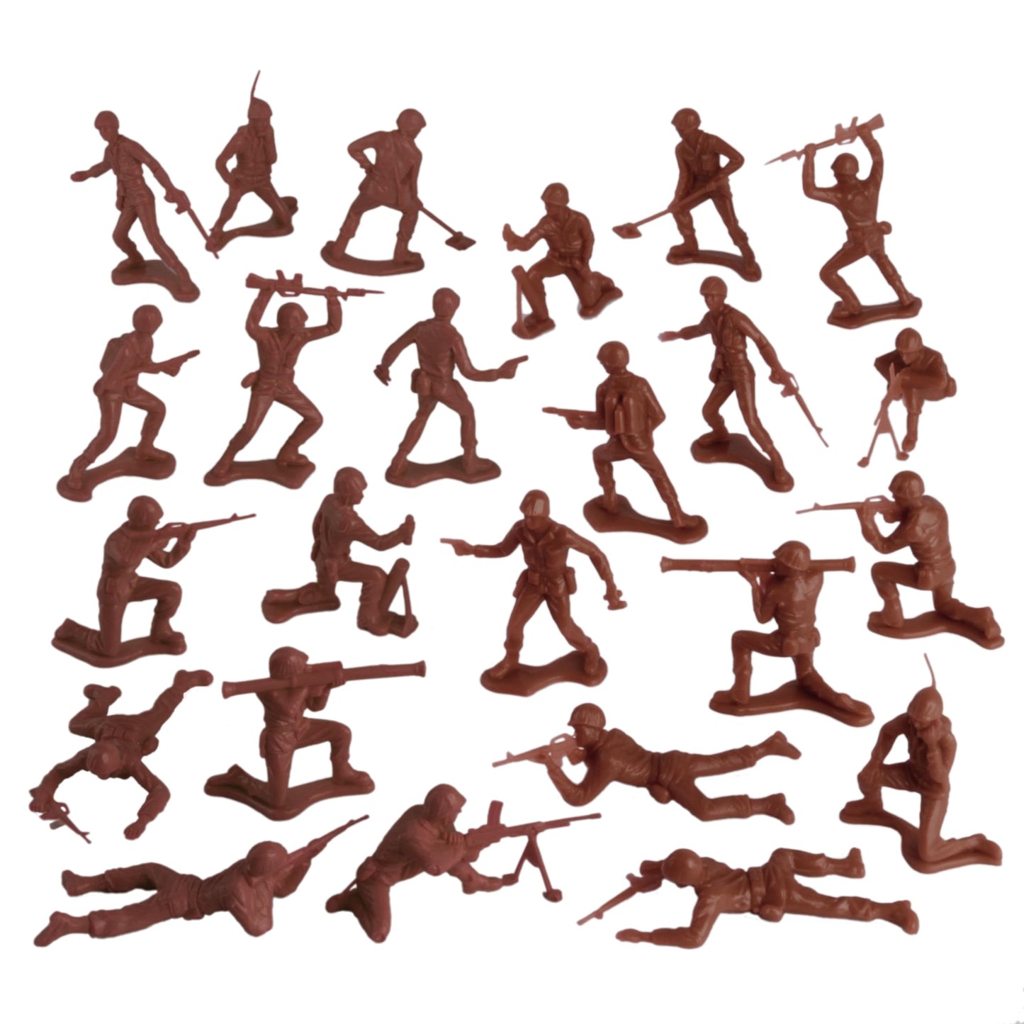 TimMee Plastic Army Men - 48pc Rust Brown Toy Soldiers - LDPE Plastic - Model TM-67714