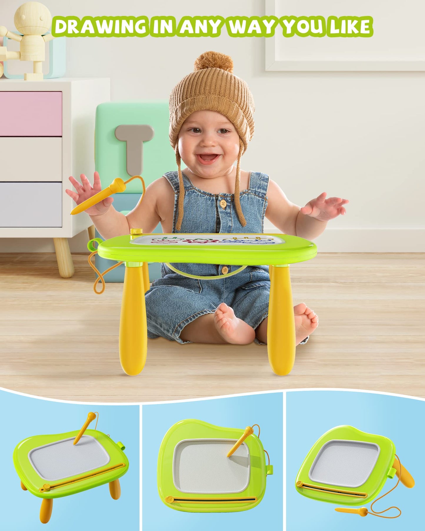 Kikapabi Magnetic Drawing Board, Doodle Board For Toddlers, Magnetic Writing Board, Preschool Learning And Educational Toys For