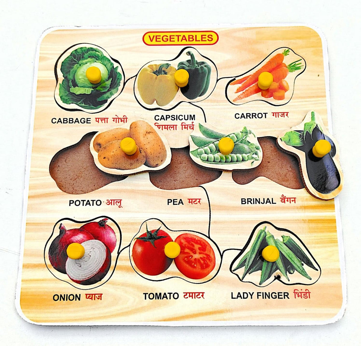 El Smo Wooden Vegetable Puzzles With Picture Educational Board For Kids 9 Vegetable Knob Early Educational Learning Wooden Puzzl