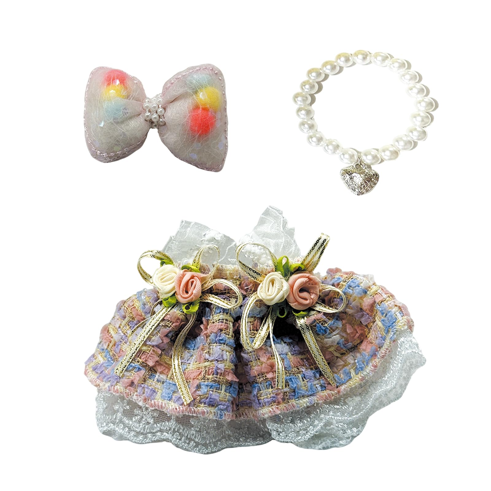 17cm Doll Clothes Set & Outfit Set for 17cm Dolls - enhanced Fashion Dresses with Accessories  elegant Chic Doll Clothing & Style Bundle Small Flower Pink Purple