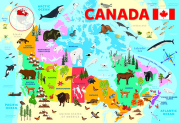 Illustrated Map Of Canada 100 Pc