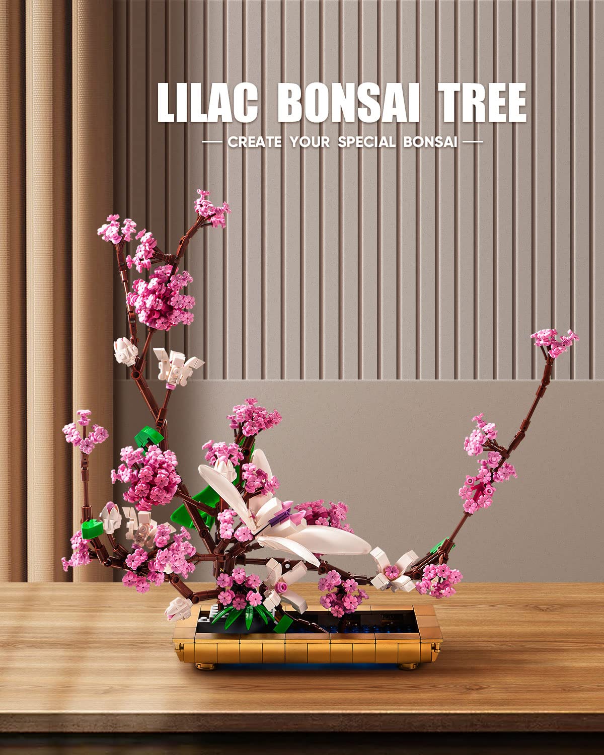 dOvOb Lilac Bonsai Plant Building Blocks Set, 974 Pieces, Large Multicolor Plastic Model Toys for Home or Office Display