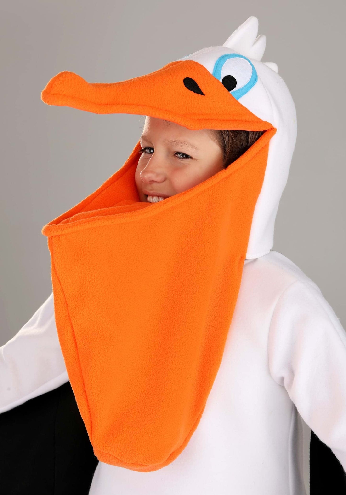 Fun Costumes Pelican Bird Costume For Kids - Fleece Suit, Headpiece, Pants With Shoe Cover- Small, Orange