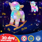 Light Up Musical Alpaca Baby Rocking Horse Set of 2 with Chair, Glowing Rainbow Llama Plush Stuffed Animal Rocker for Toddlers 1