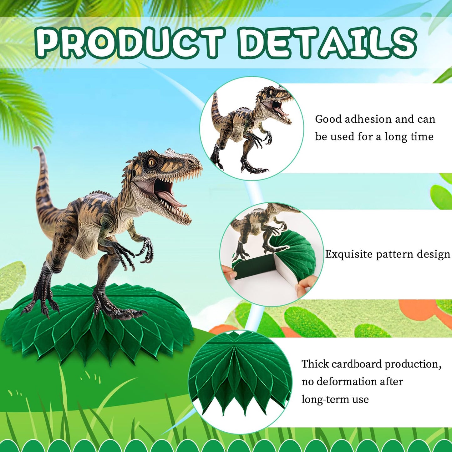 DTOFOOT 10 Pcs Dinosaur Party Decorations, Dinosaur Birthday Decorations Dinosaur Centerpieces for Birthday Party 3D Dino Honeyc