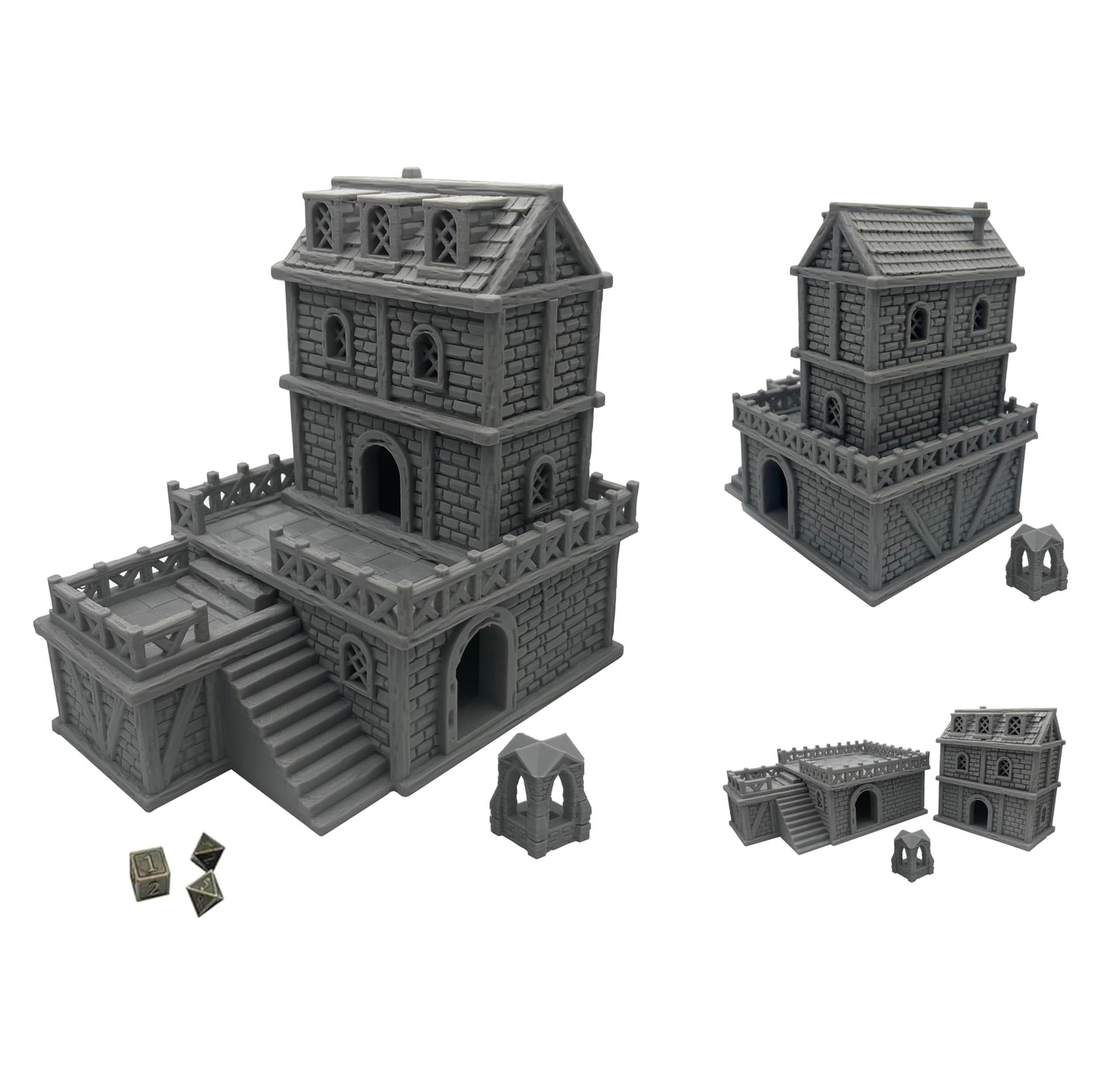 Paintable Tabletop Miniature Building Terrains Compatible with D&D and Alike RPG War Games - 18mm/28mm Scale Scenery with Mediev