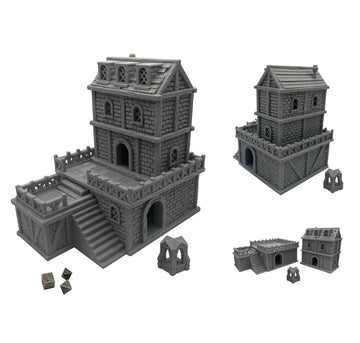 Paintable Tabletop Miniature Building Terrains Compatible with D&D and Alike RPG War Games - 18mm/28mm Scale Scenery with Mediev