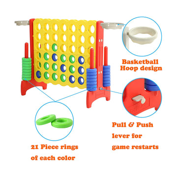 Sdadi Giant 33 Inch Easy Set Up Durable 4 In A Row Hoop Connect Strategy Game And Basketball Family Fun Board For Kids And Adult