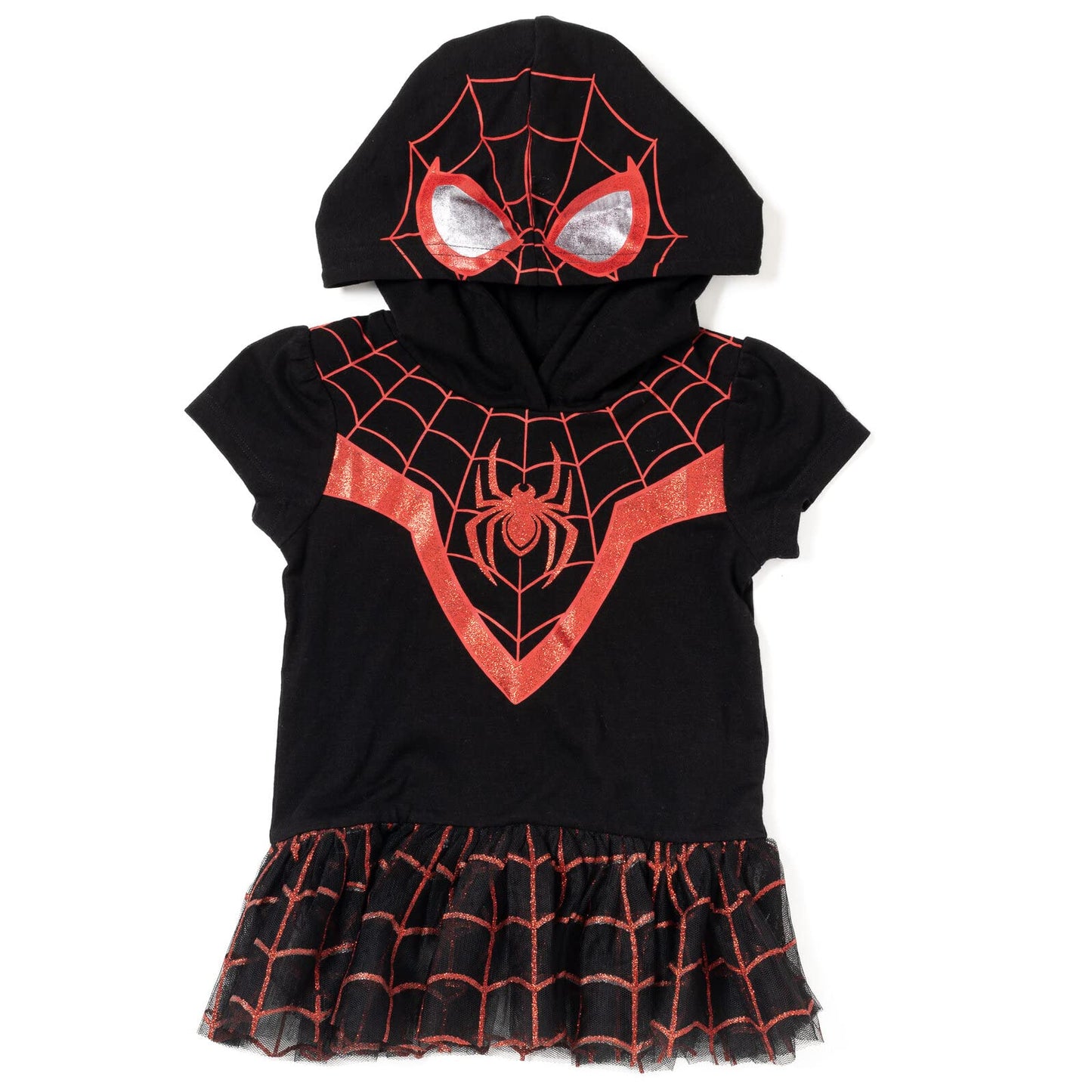 Marvel Spider-Man Miles Morales Little Girls Cosplay Graphic T-Shirt Dress And Leggings Outfit Set Black 7-8