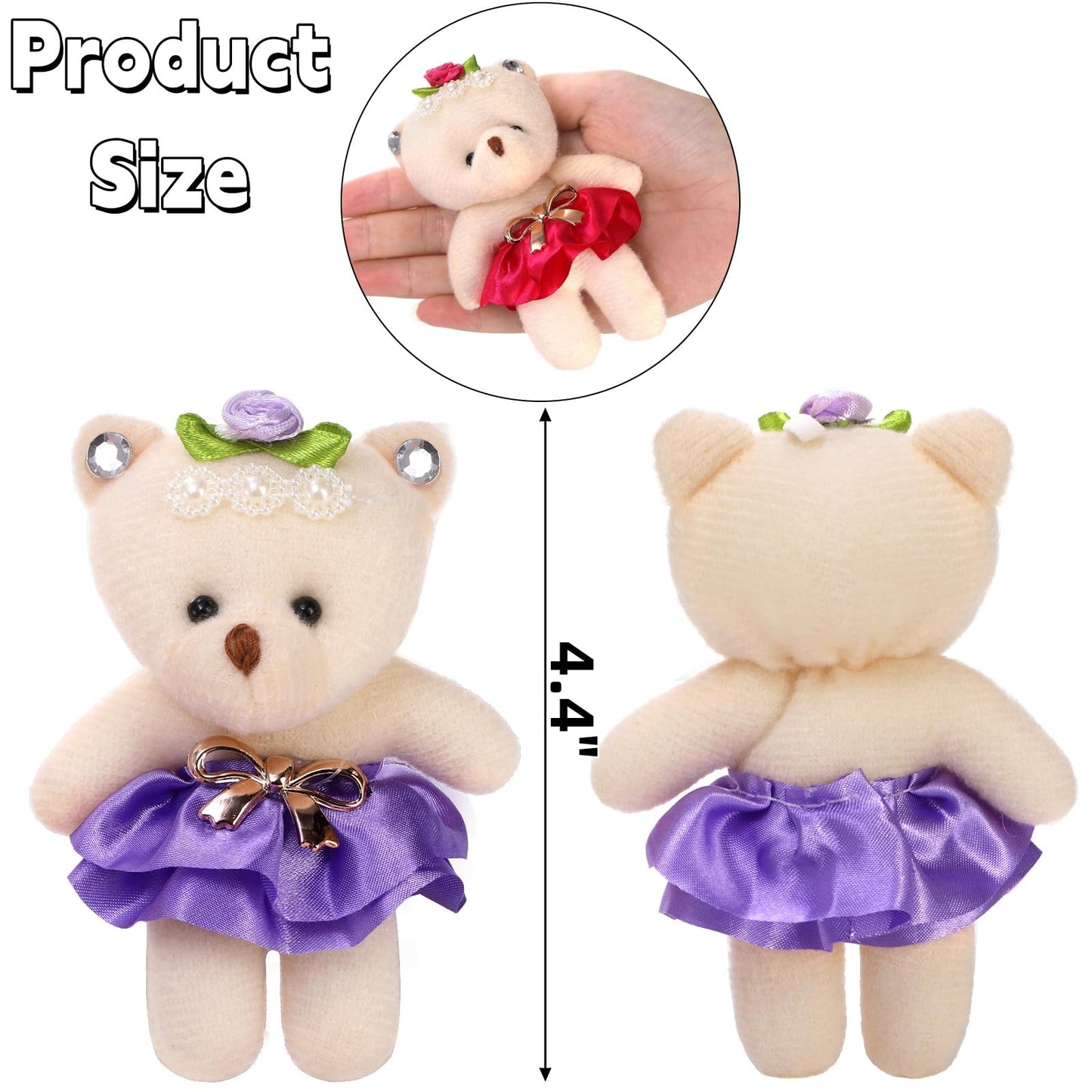 Covzoe 20 Pieces Mini Plush Bears, 4.4 Inch Small Stuffed Bear Bulk, Multicolor Soft Bears Doll, Birthday, Wedding, Party Favors