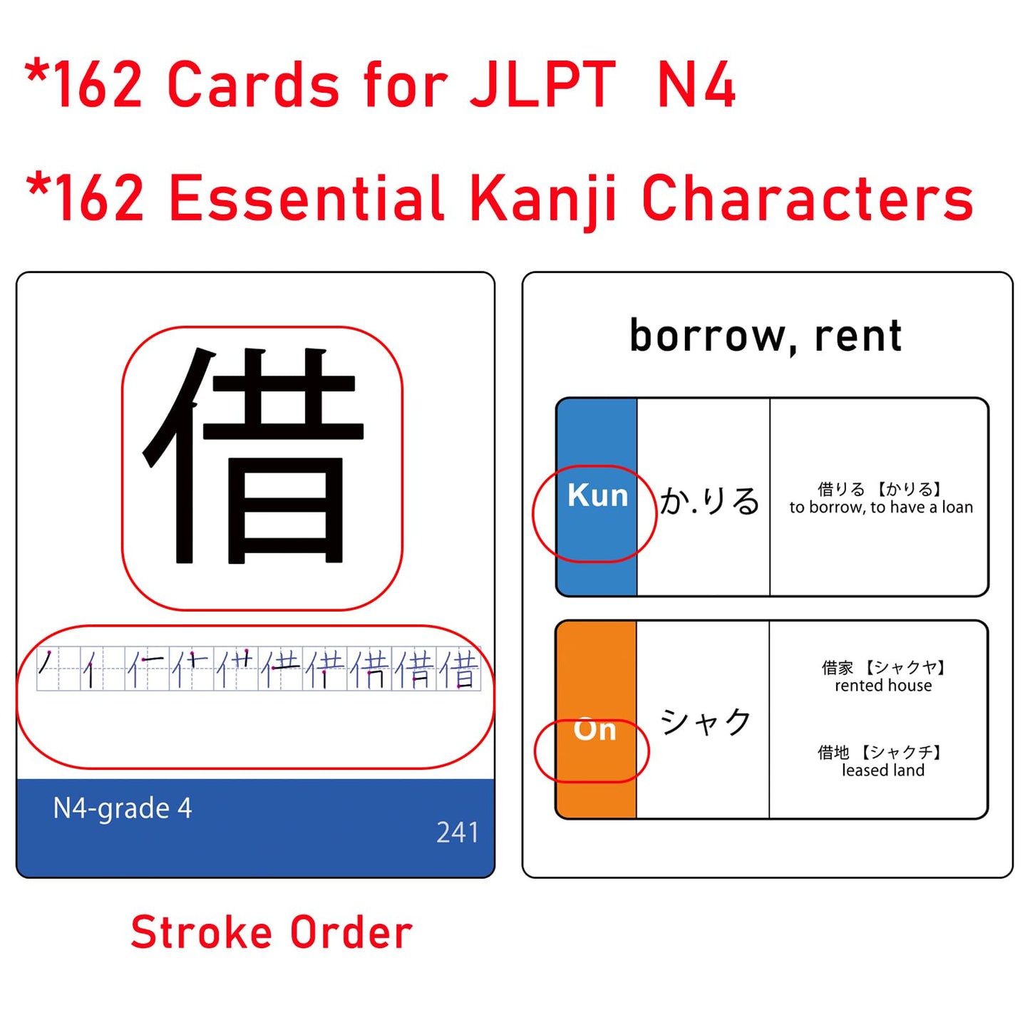 242 Basic Japanese Kanji Flash Cards (Jlpt N4 & N5)