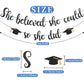 She Believed She Could So She Did Banner Decorations - Black Glitter She Did It 2024 Garland Graduation Bunting Banner, Congrats