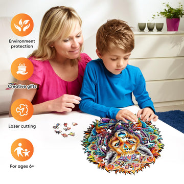 Qiuenisray Wooden Jigsaw Puzzles-Wolf,500 Pieces,15.7X16.5In,Royal,Wooden Puzzles For Adults,Unique Shape Animal Adult Puzzles,I