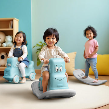 Happy Bear 3-In-1 Rock N Roll Ride-On | Push Car For 1 - 5 Years | Rocking Horse For Toddlers | Balance Board | Safe, Sturdy & F