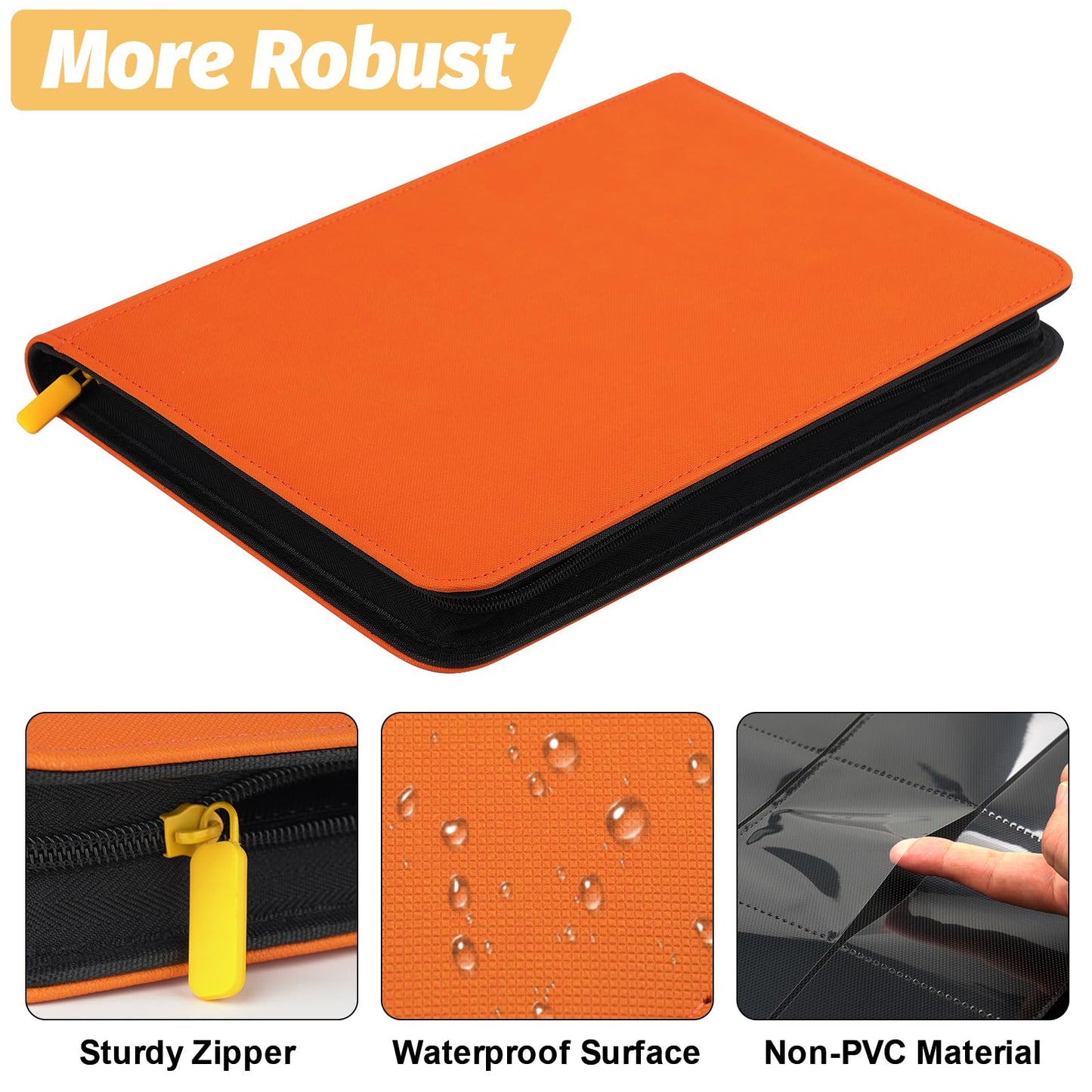 Trading Card Binder 9 Pocket  GERMUN PU Cover Card Binder for 360 Cards  enhanced Trading Card Holder Folders  Double Sided Pocket Card Album for MTG  TCG (Orange)
