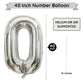 Paticool Silver Number 0 Balloon, 40 Inch Large Number Foil Mylar Balloons For Girl Boy Birthday Party Celebration Decorations S