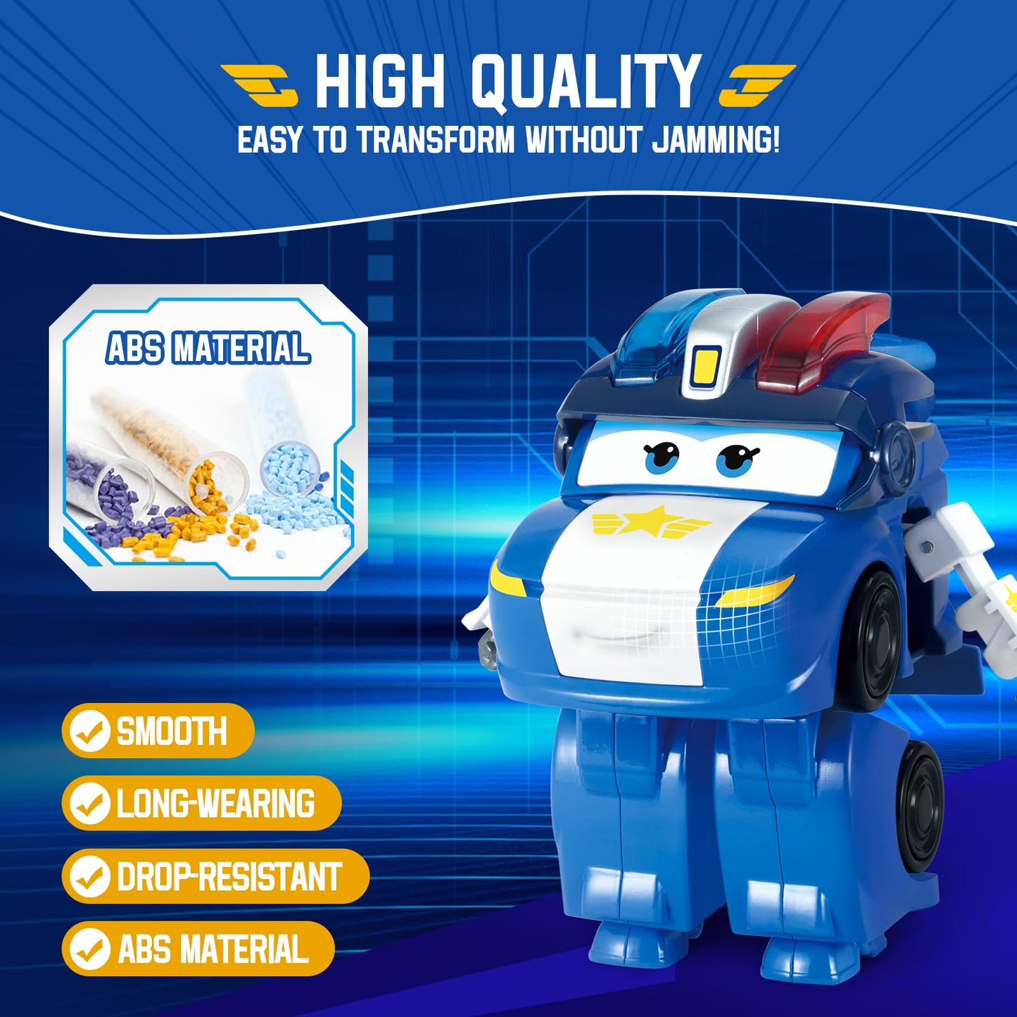 Super Wings Transformer Toys - 5 in Lucie Airplane Action Figures, 2 in 1 Rescue Bots for Kids Age 3-7, Blue, Model 780235