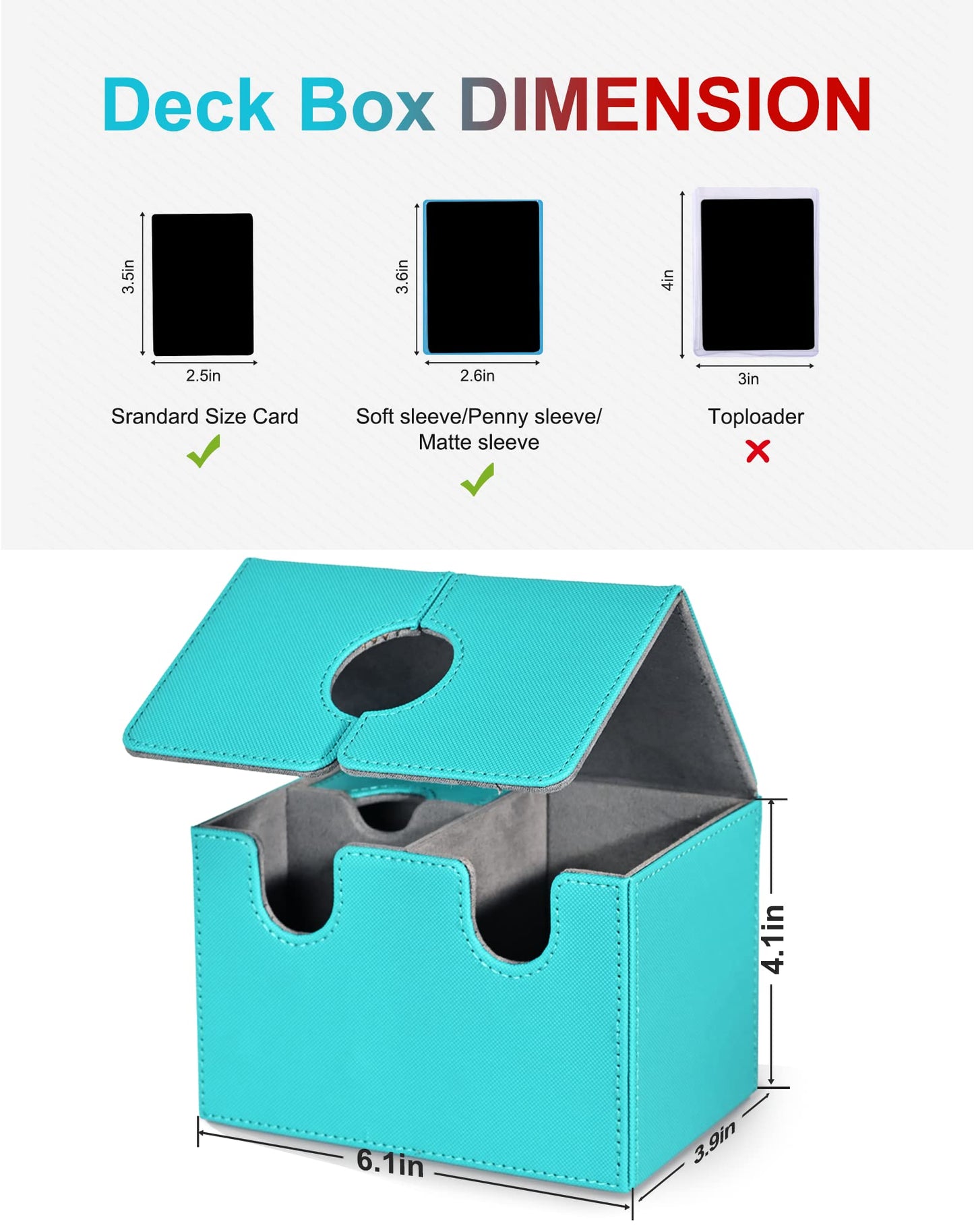 ZLCA Card Deck Box with Dice Tray for MTG Cards, 200+ Card Storage Box Fits for TCG CCG, PU Leather Strong Magnet Collectible Ca