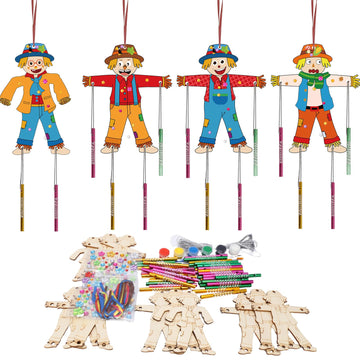 Fennoral 12 Pack Scarecrow Wind Chime Kit For Kids Make You Own Scarecrow Craft Kit Diy Arts And Crafts For Boys Girls Fall Art
