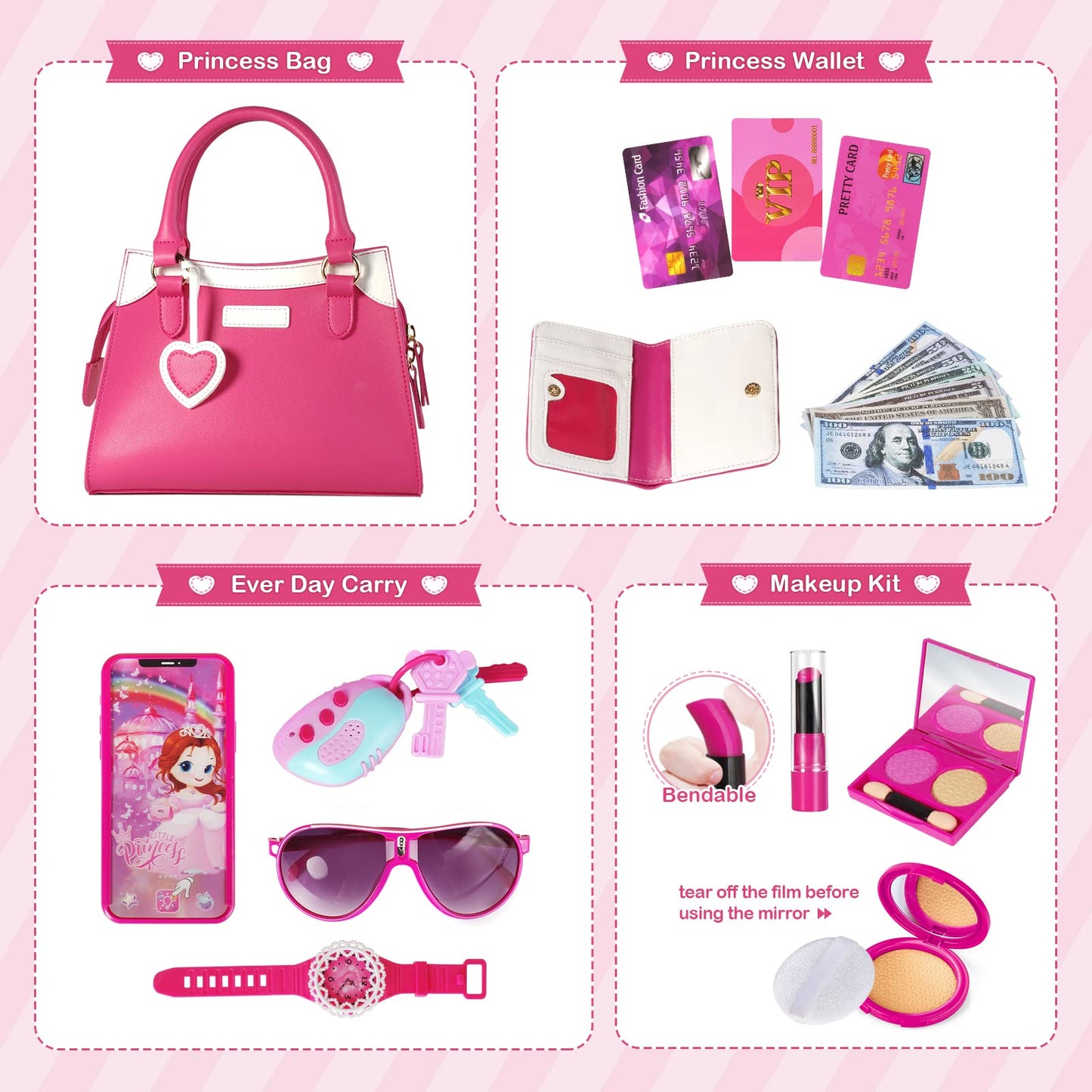 Shemira Play Purse for Girls, Toddler Toy Purse with Accessories, Ages 3-8, Model SH-PURSE2022, Perfect Gift for Little Princesses
