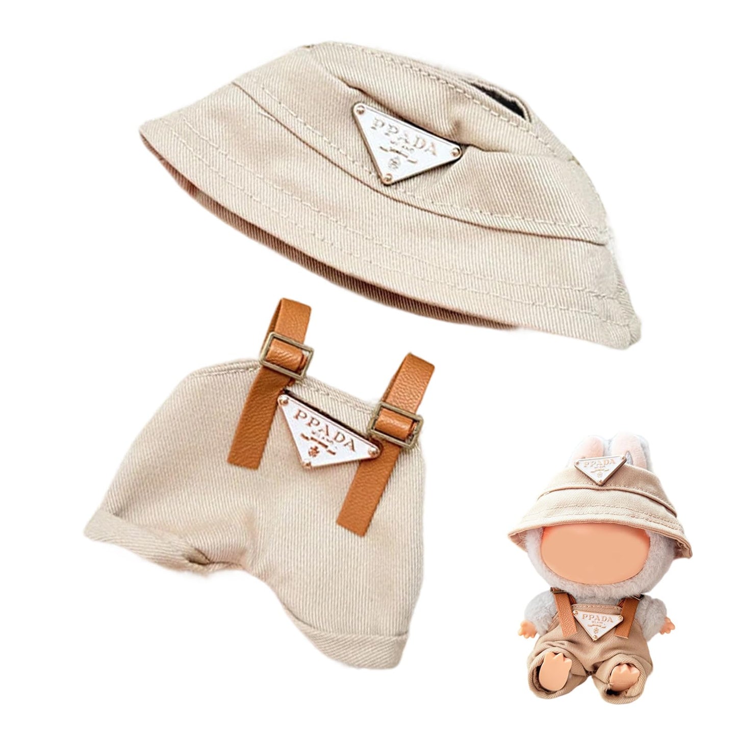 Doll Clothes for 17cm Labubu - Outfit Set Doll Clothes Accessories for Labubu - Fashion Hat and Overalls Outfit Set,Luxury Cute
