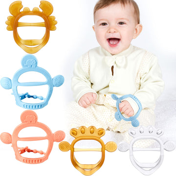 5 Pieces Baby Teething Toys For 6-12 Months Silicone Teether Hand Teether With Adjustable Wristband Anti-Dropping Chew Toys For
