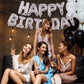 Pigetale Silver Happy Birthday Balloons Banner, 16 Inch 3D Aluminum Foil Inflatable Hanging Letter Kit Set, Mylar Happy Birthday