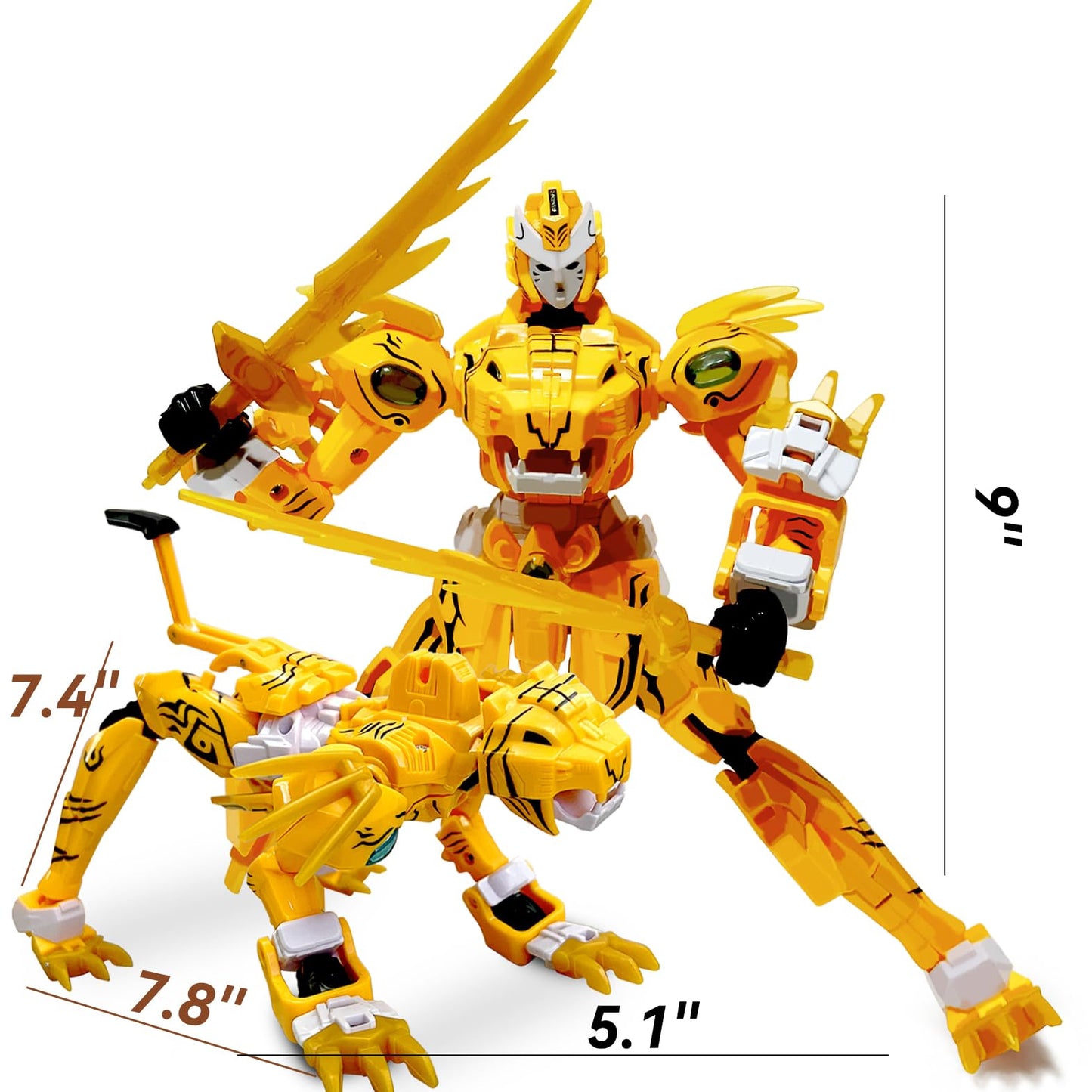 Stoulkd Animal Transforming Into Leopard Robot Toy With Tiger Action Figure, Deformation Robot For Boys & Girls Ages 6-12