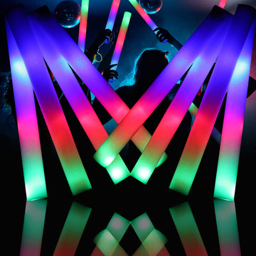 Jiahz Glow Sticks Bulk, 110 Pcs Foam Glow Sticks, Led Foam Sticks In The Dark Party Supplies With 3 Modes Colorful Flashing, Glo