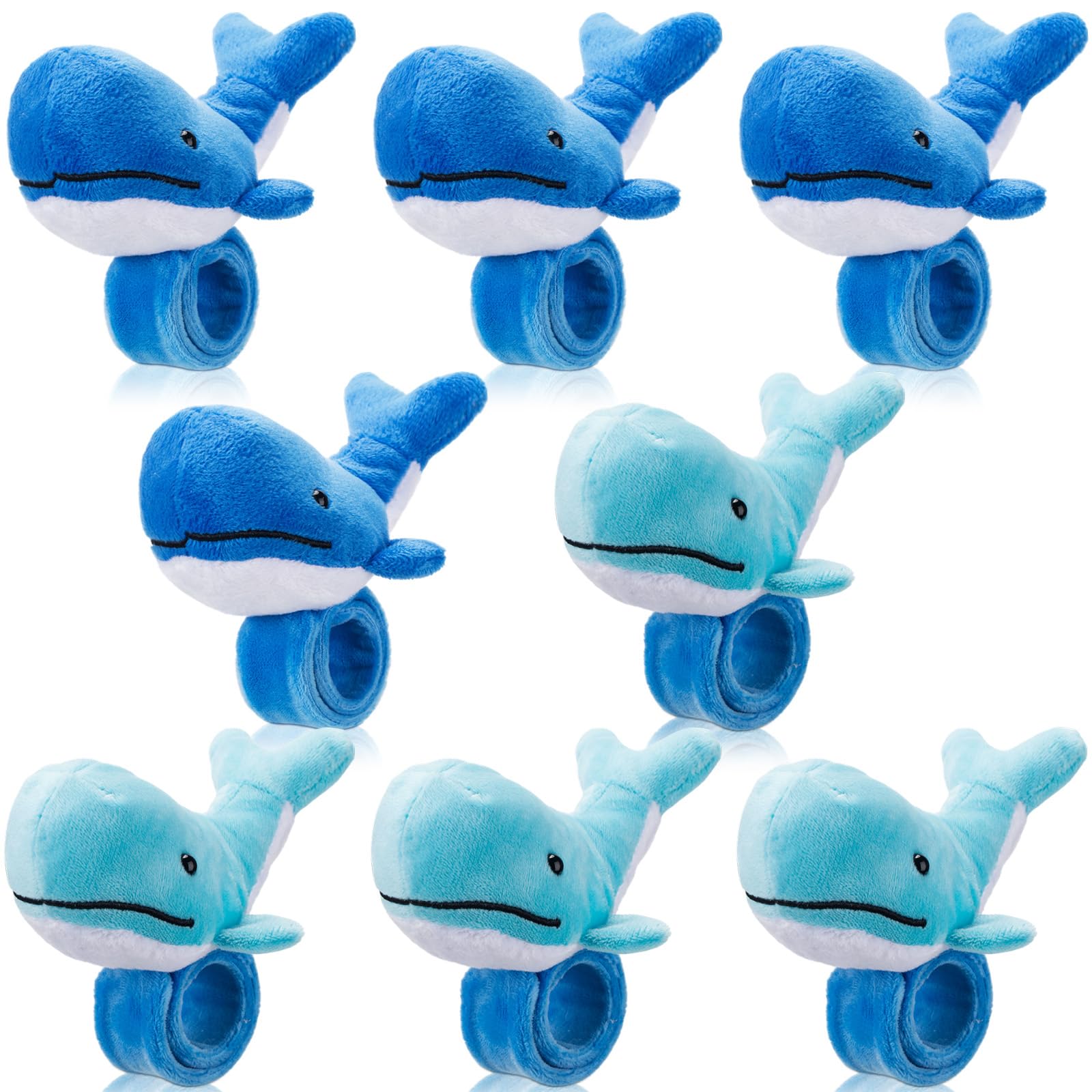 Lenwen 8 Pcs Whale Stuffed Animals Slap Bracelets for Kids Plush Animal Slap Snap Bracelets Bulk Whale Wrist Bands Adopt an Anim