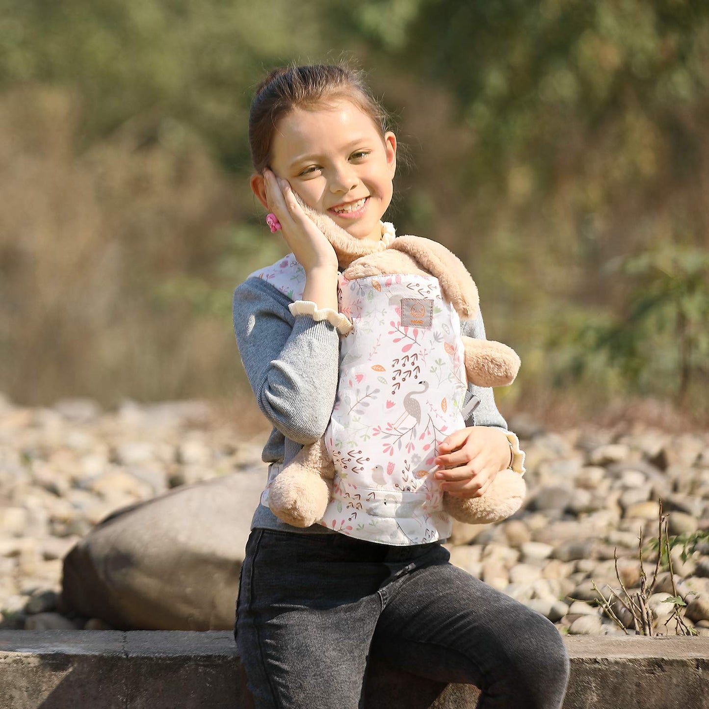 GAGAKU Baby Doll Carrier - Soft Cotton Stuffed Toy Accessories for Kids - Pink Flamingo Model BBDC1905-P