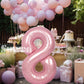 SUWEN 40 Inch Pink Foil Number 8 Balloon, Jumbo Mylar Birthday Party Decoration, Vinyl, 0-9 Happy 8th Anniversary Supplies