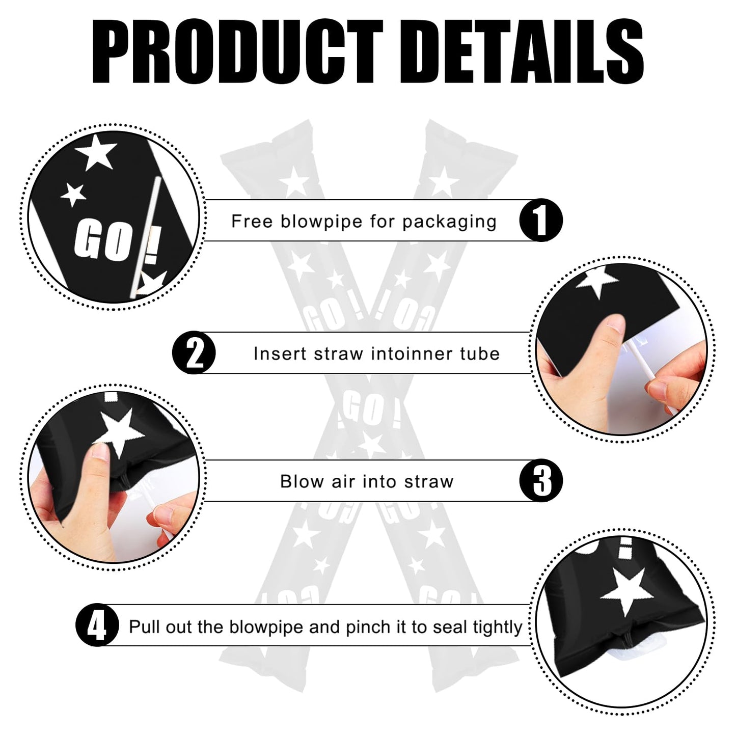 Hungdao 100 Pcs Thunder Sticks Spirit Boom Sticks Cheerleading Football Noise Makers Inflatable Noisemakers for Party Dance Bask