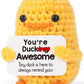 Mbl Inspirational Positive Crochet Duck - Handmade Knitting Emotional Duck For Cheer Up Support Birthday Christmas White Elephan