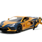 Jada Toys Marvel Wolverine X-Men 1:24 2020 Chevy Corvette Die-Cast Car with 2.75 Wolverine Figure