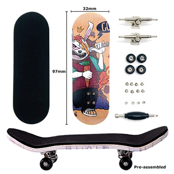 Bravord Professional Complete Wooden Fingerboard 32/34Mm 5-Ply Maple Finger Skateboard With Upgraded Components (Captain-M)