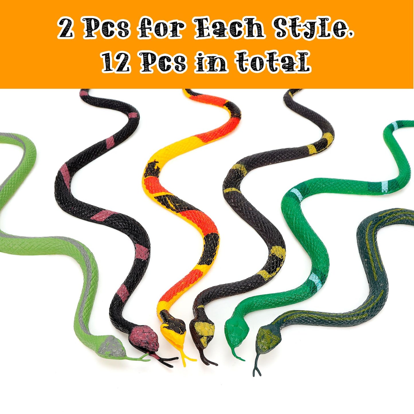 Hfatmos 12 Pcs Realistic Rubber Snakes Colorful, Mini Plastic Snakes, Prank Snake Toys For Party, Tricking People, Kids Playing,