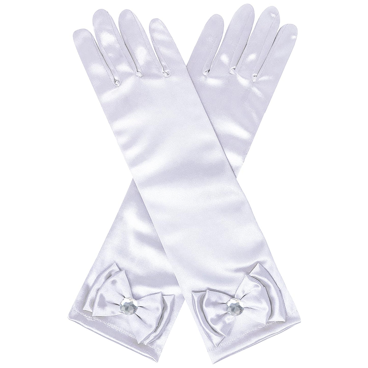 Bibuty Princess Dress Up Accessories Princess Gloves For Little Girls, White Toddler Gloves For Girls Princess Dress Up Set, Costume Gloves Set Toy Gift For 3 4 5 6 Year Old Toddler Girls