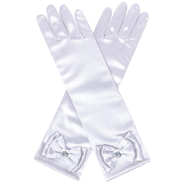 Bibuty Princess Dress Up Accessories Princess Gloves For Little Girls, White Toddler Gloves For Girls Princess Dress Up Set, Costume Gloves Set Toy Gift For 3 4 5 6 Year Old Toddler Girls