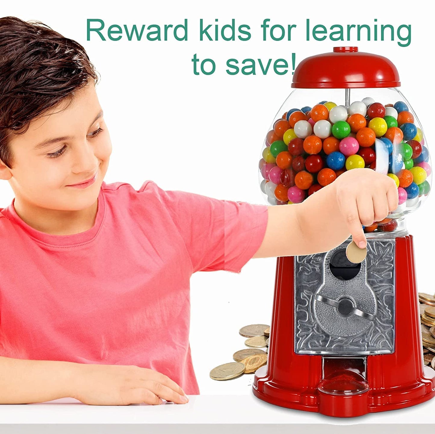 Gumball Machine For Kids 12'' - Heavy Duty Metal With Glass - Christmas Antique Style Bubble Gum Machine - Kids Coin Operated To
