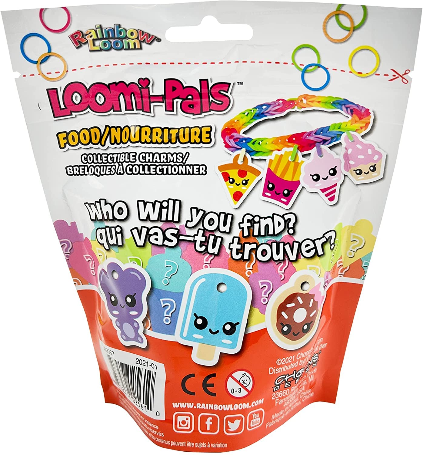Rainbow Loom Loomi-Pals Food Collectible, Features 30 Mystery Cute Food Themed Charms and 600 Colorful Rubber Bands All in a RES
