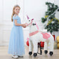 PONYEEHAW Ride on Unicorn Toys  Kids Riding Unicorn Toys Ride on Toys for 6-14 Years Old  enhanced Plush Animals Toys Walking Unicorn with Wheels (White and Pink  31.5 L x 13 W x 36.2 H)