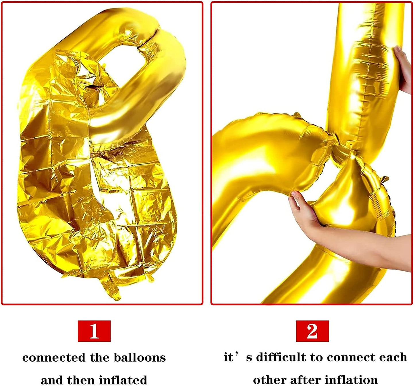 Virtue Morals 32 Pcs 32 Inch Foil Chain Balloons Jumbo Chain Balloons For 80S 90S Party Decorations Giant Balloon Chain Balloons Gold